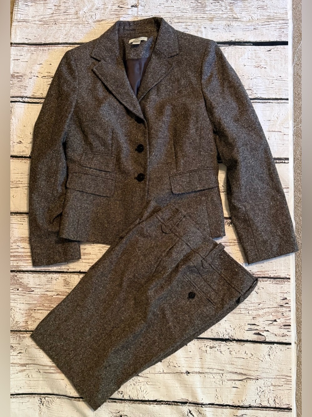 Ann Taylor Tailored Women's Brown Tweed Blazer and Trouser Suit